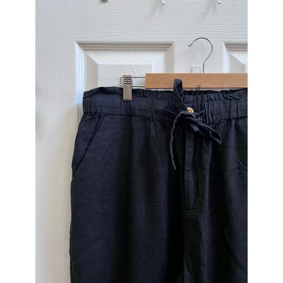 Charlie Paige New Black Linen Blend Wide Leg Crop Pant Size Large Resort Breezy - Picture 4 of 10